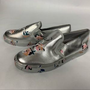 Jessica Simpson Dinella Floral Slip-on Sneakers Sz 8.5 Silver